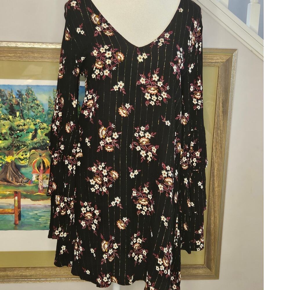Super Cute! Xhilaration -S- Black Dress L/S Rayon 38" Bust, 33" Length 84